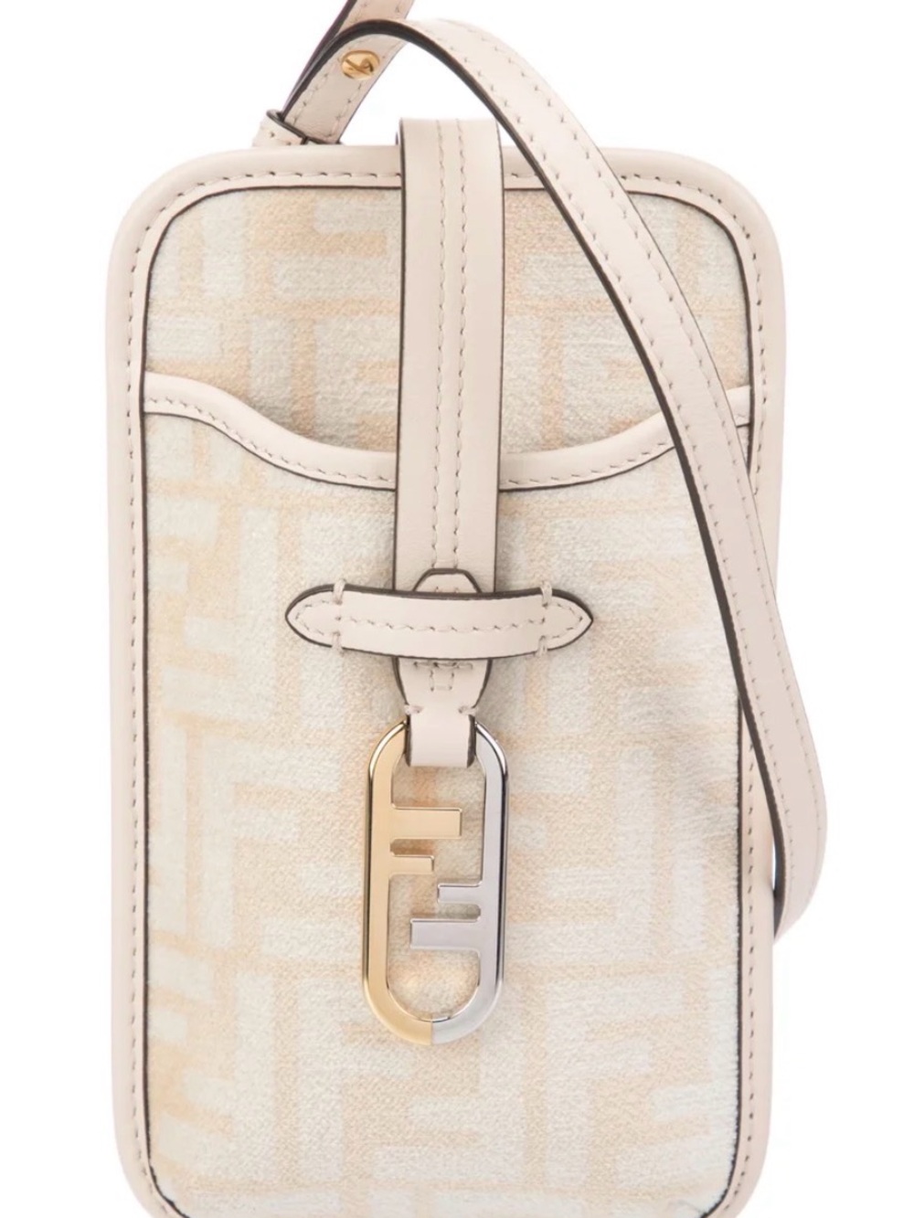 Fendi O’lock 2 Two tone Cream and Gold Monogram Crossbody Phone Bag